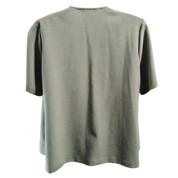 Allison Daley Ii Olive Green Embroidered Jacket Attached Button Top 18W - Picture 7 of 9